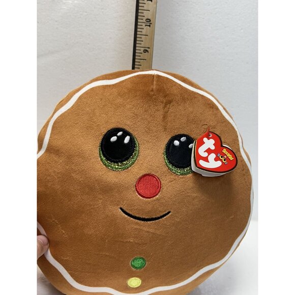 Christmas Ty Squish-A-Boo Cookie Gingerbread Plush 10" diam Pillow Holiday - Picture 4 of 11